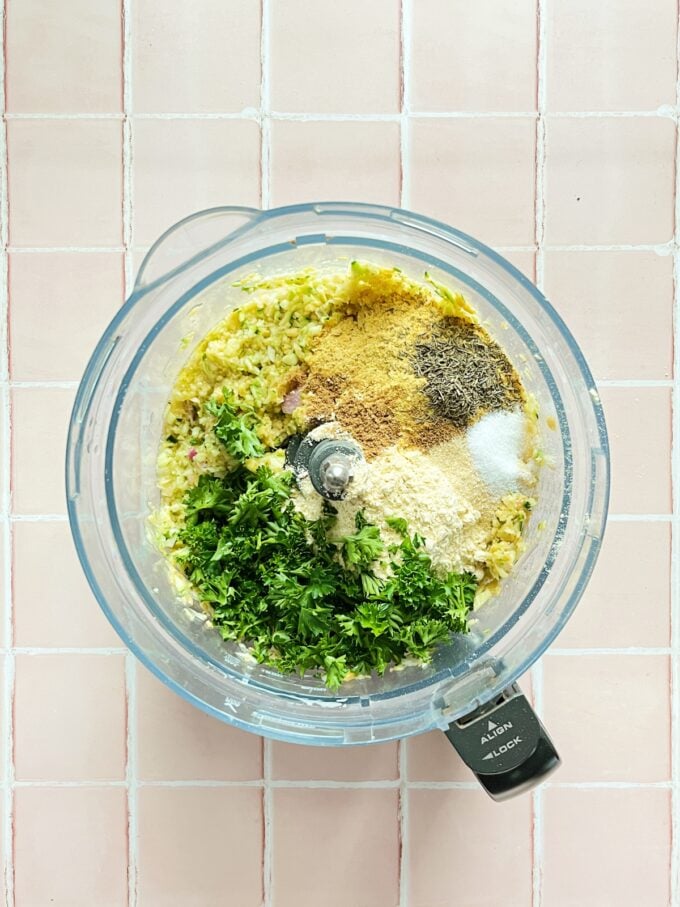 parsley and flour in food processor