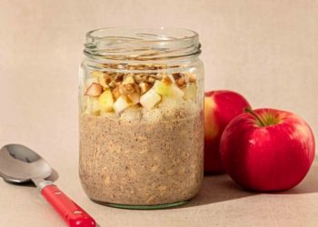 Apple Pie Overnight Oats with Almond Butter