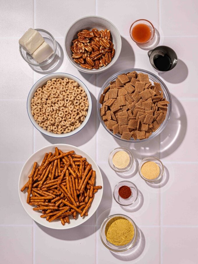 spices and cereals in bowls